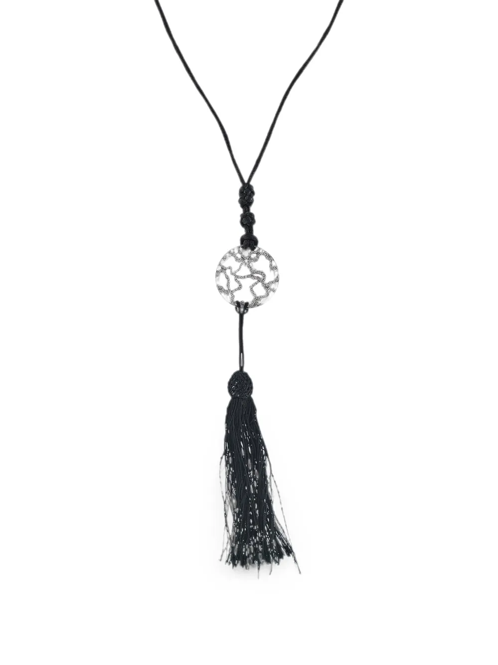 TOUS diamond openwork tassel necklace - Argento