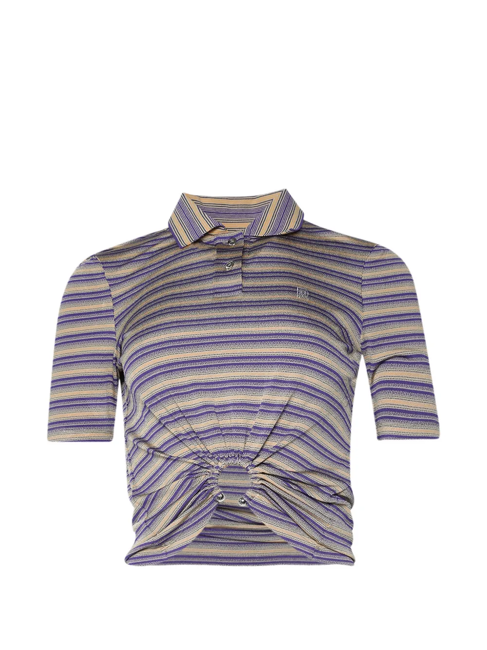 Rabanne striped ring-detail polo shirt - Viola
