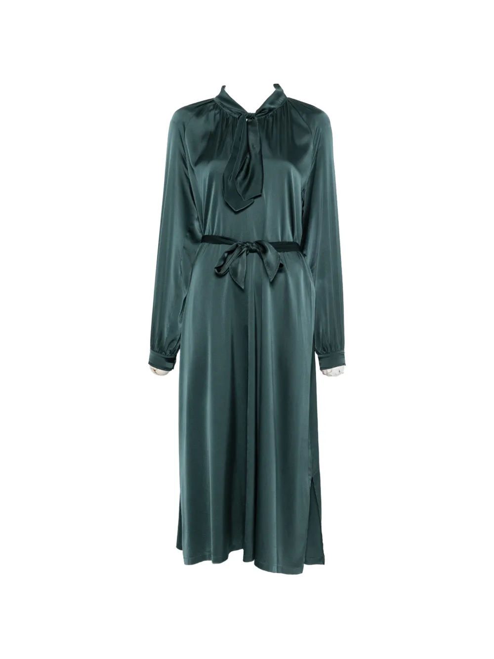 Forte satin-finish bow-tie midi dress Groen