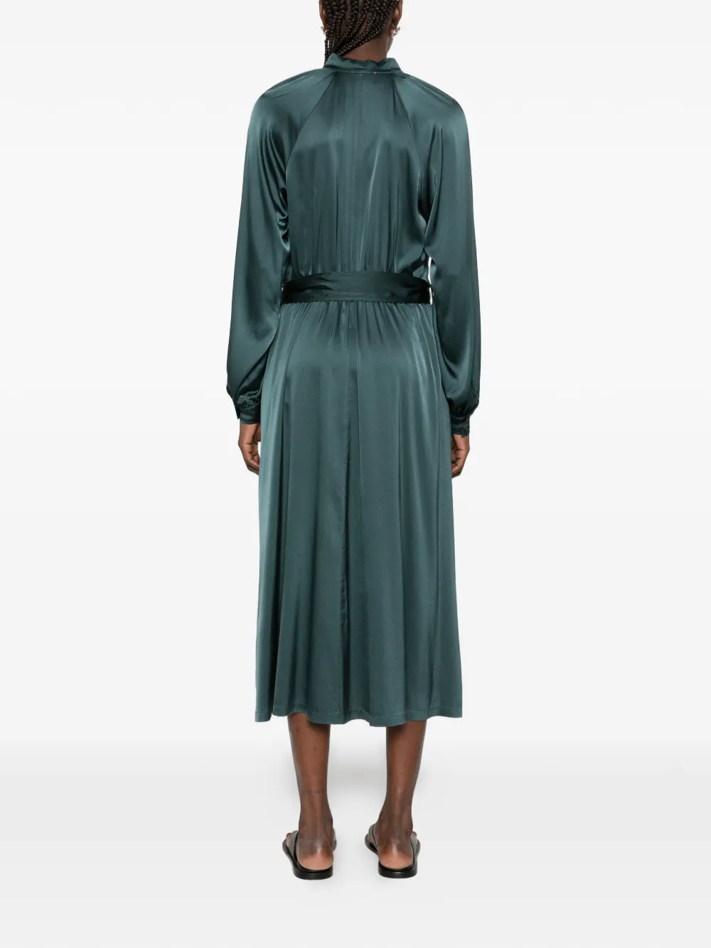 Forte satin-finish bow-tie midi dress Groen