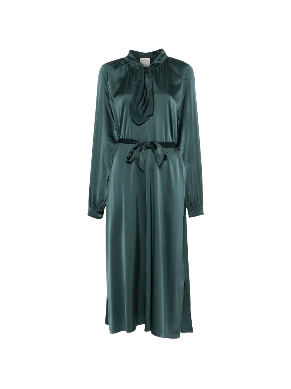 Forte satin-finish bow-tie midi dress Groen