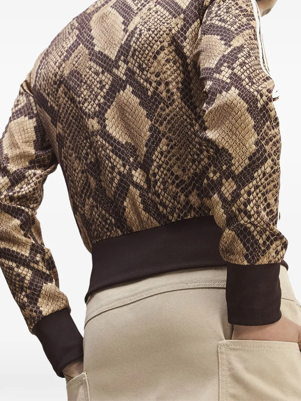 adidas Firebird satijnen trainingsjack met slangenprint Bruin
