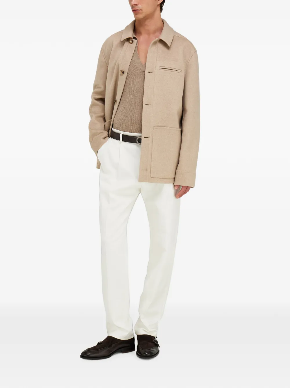 Ferragamo Wollen en kasjmier jack Beige