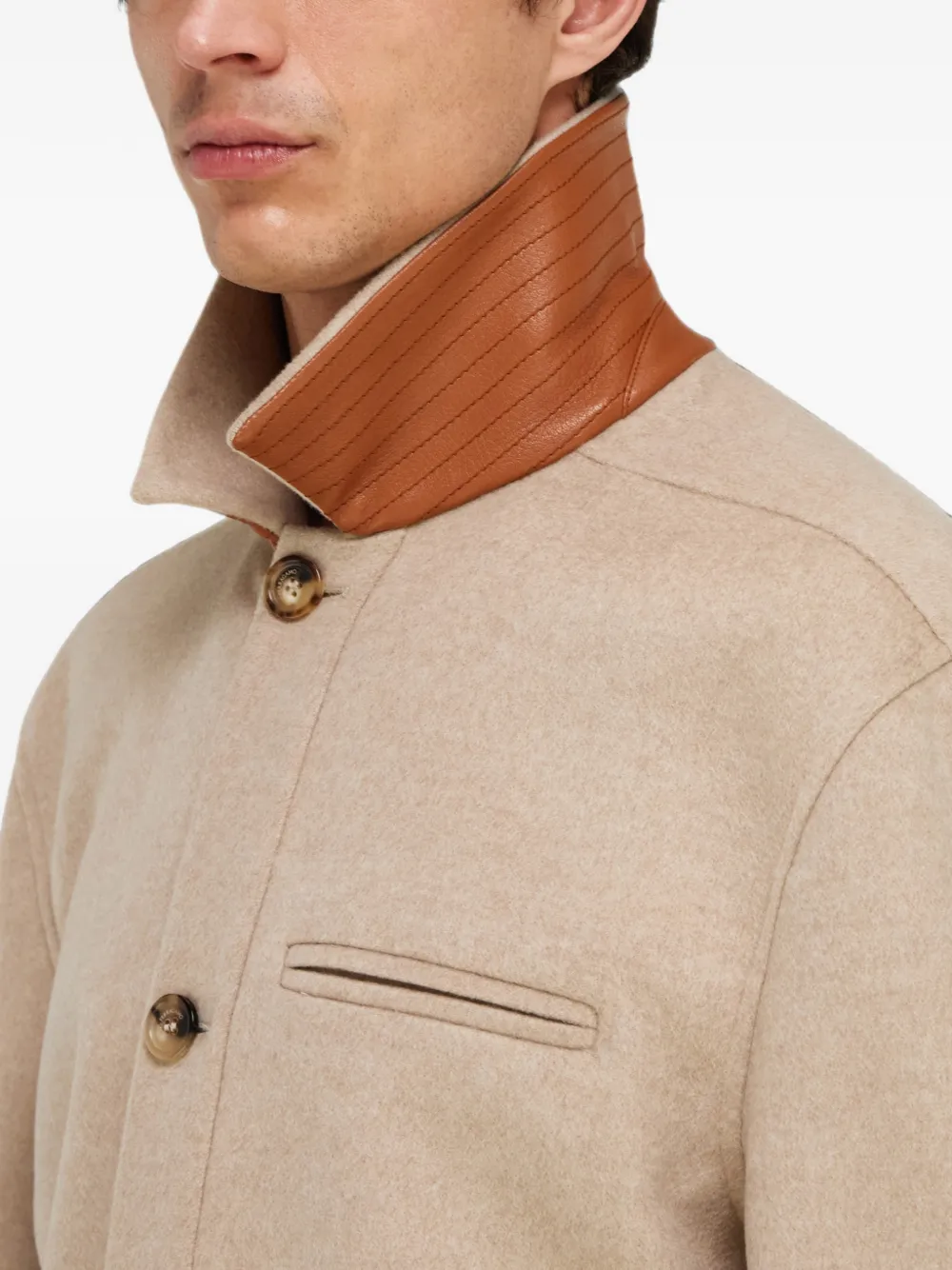 Ferragamo Wollen en kasjmier jack Beige