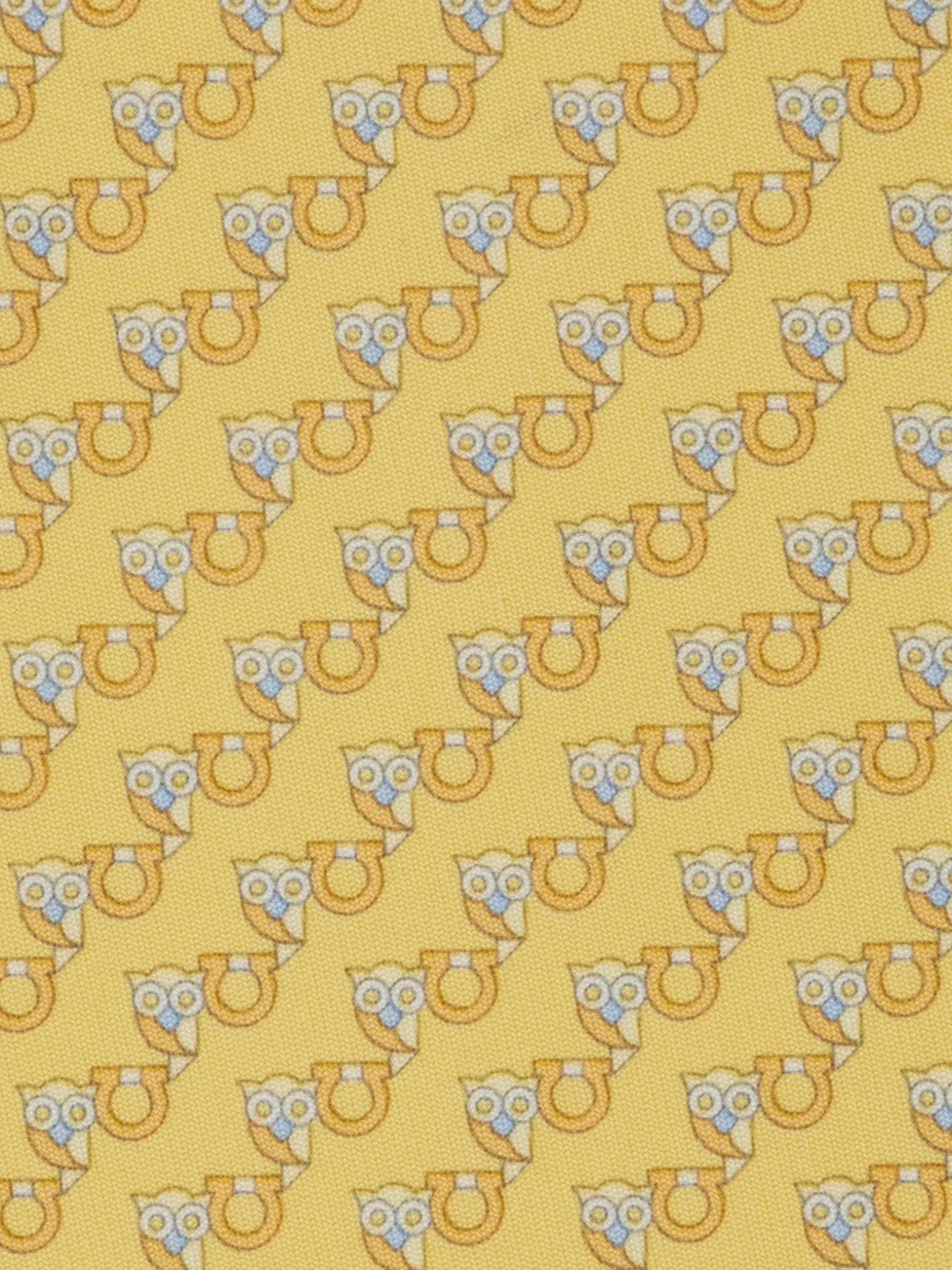 Ferragamo Stropdas met Gancini-uilprint Geel
