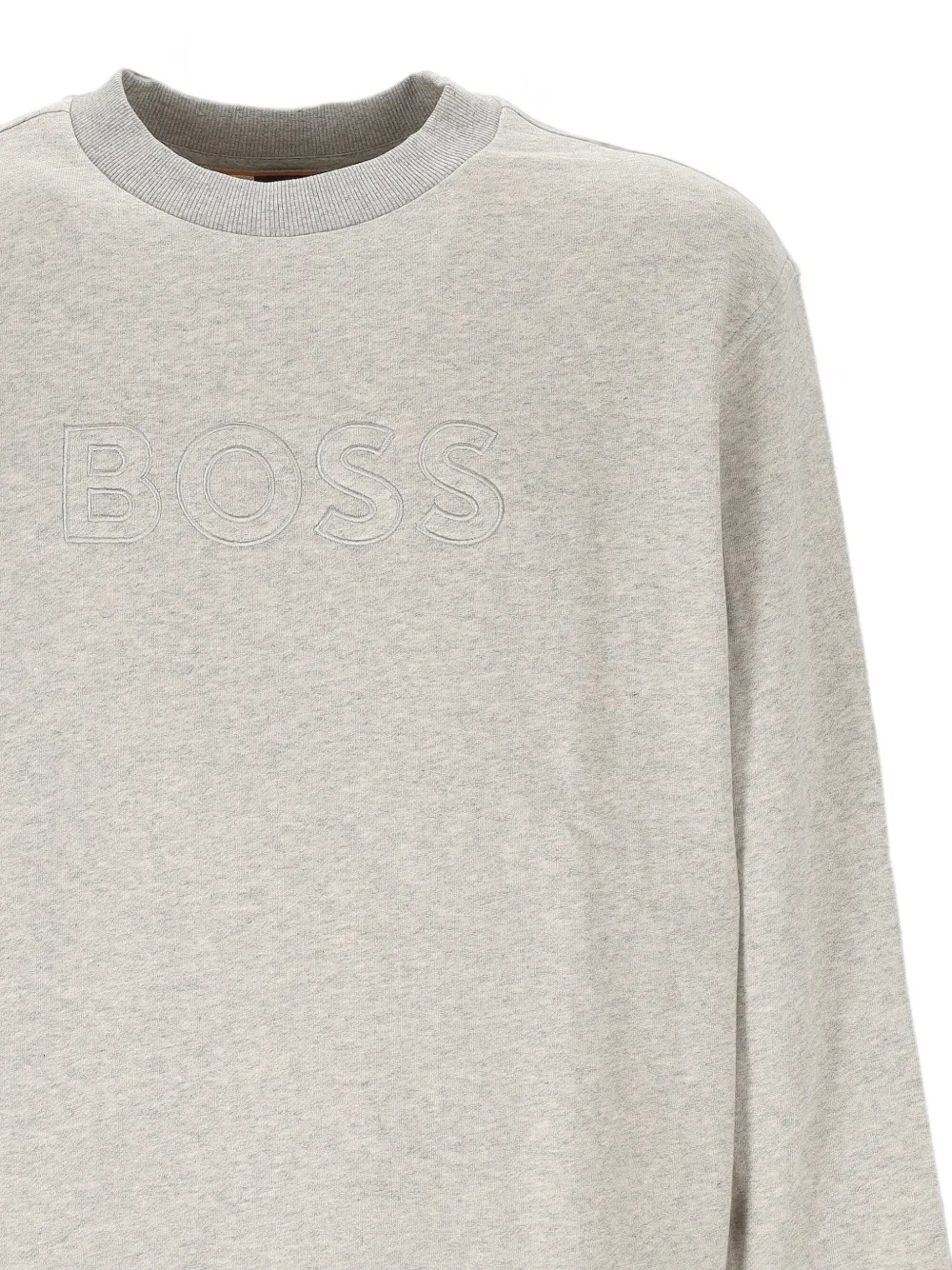 BOSS logo-embroidered cotton sweater Grijs