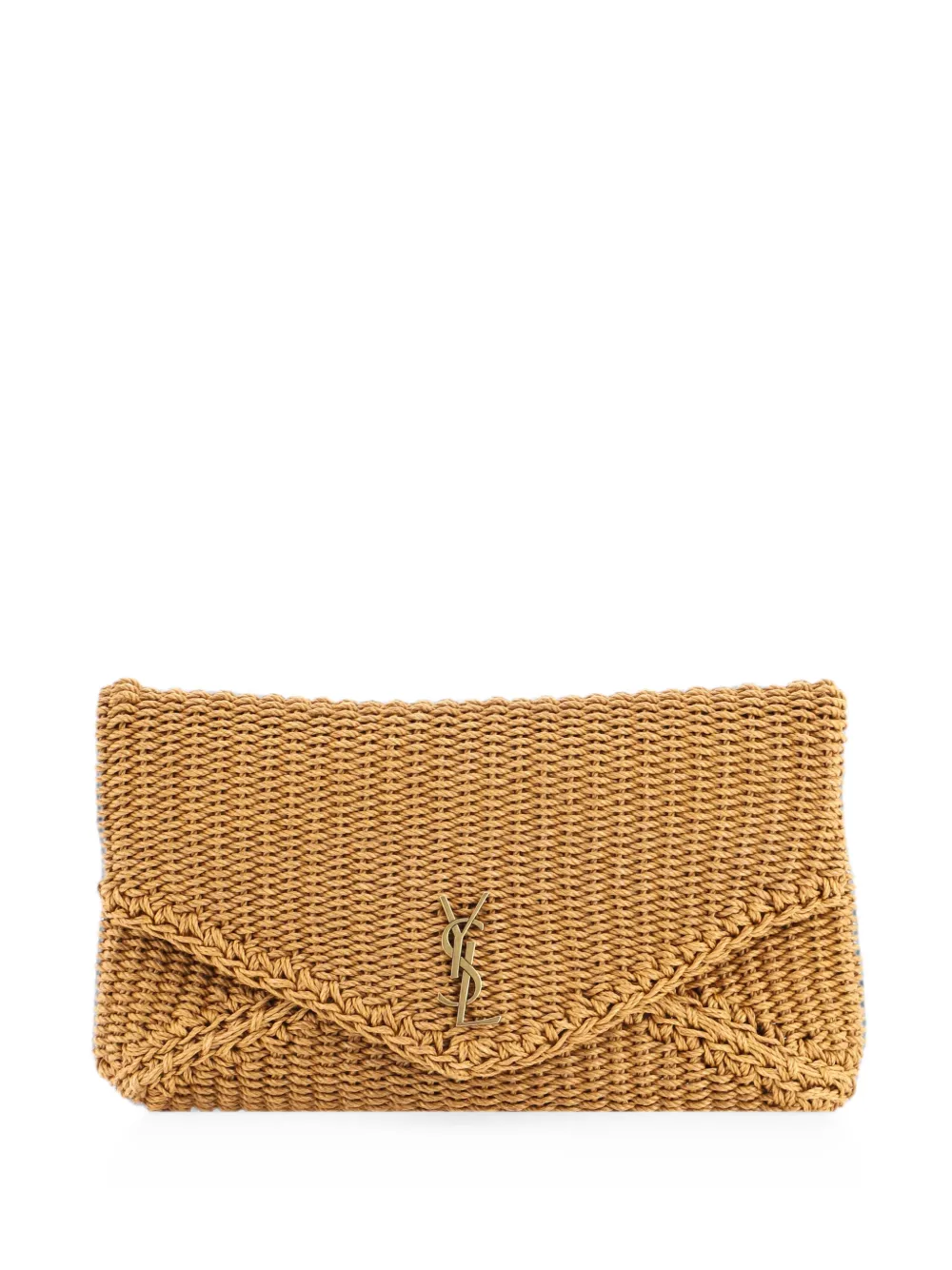 Saint Laurent Pre-Owned Cassandre Envelope Raffia Large clutch bag - Brown