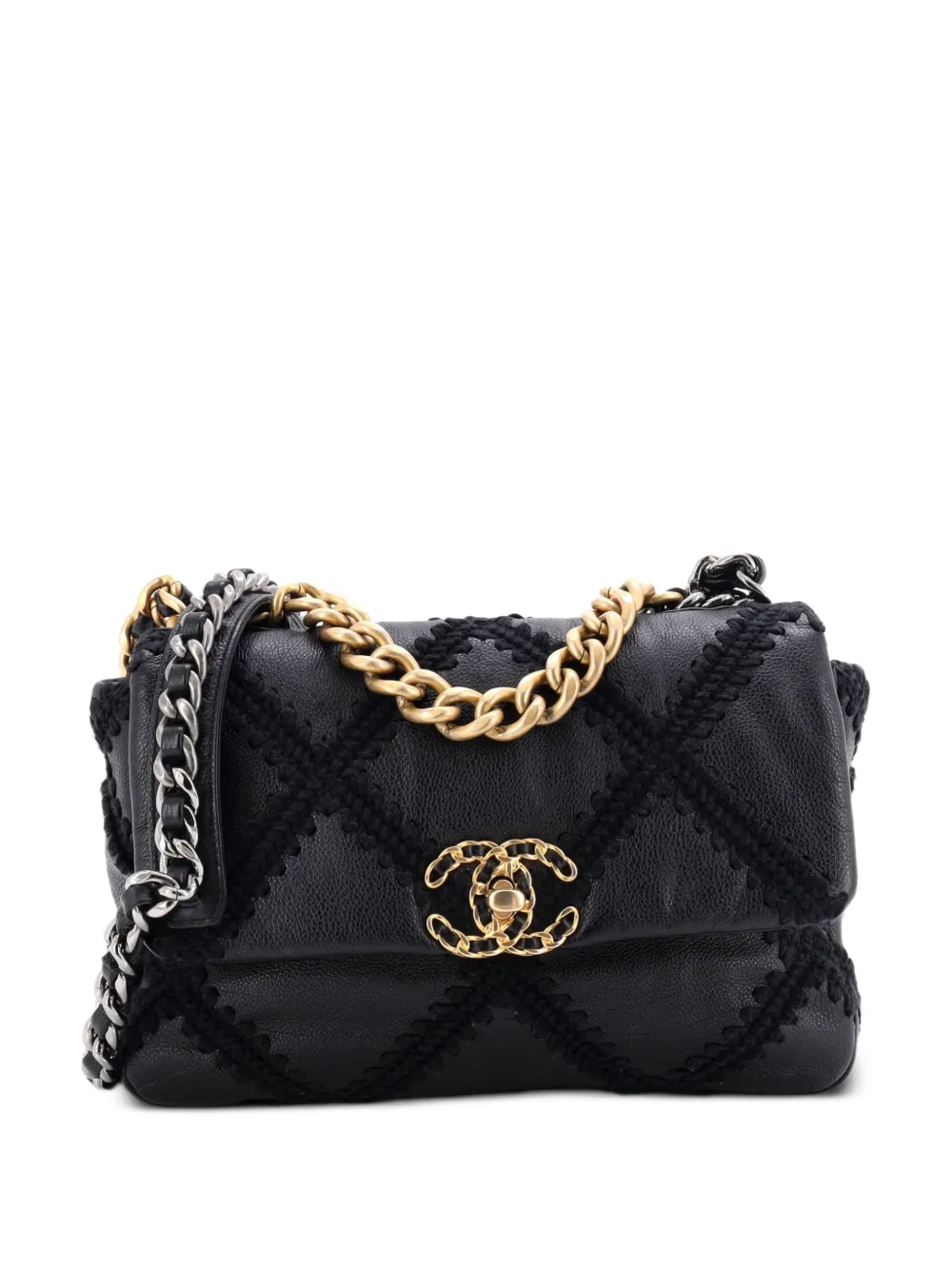 CHANEL Pre-Owned 19 Flap Bag Crochet Quilted Calfskin Medium crossbody bag - Nero