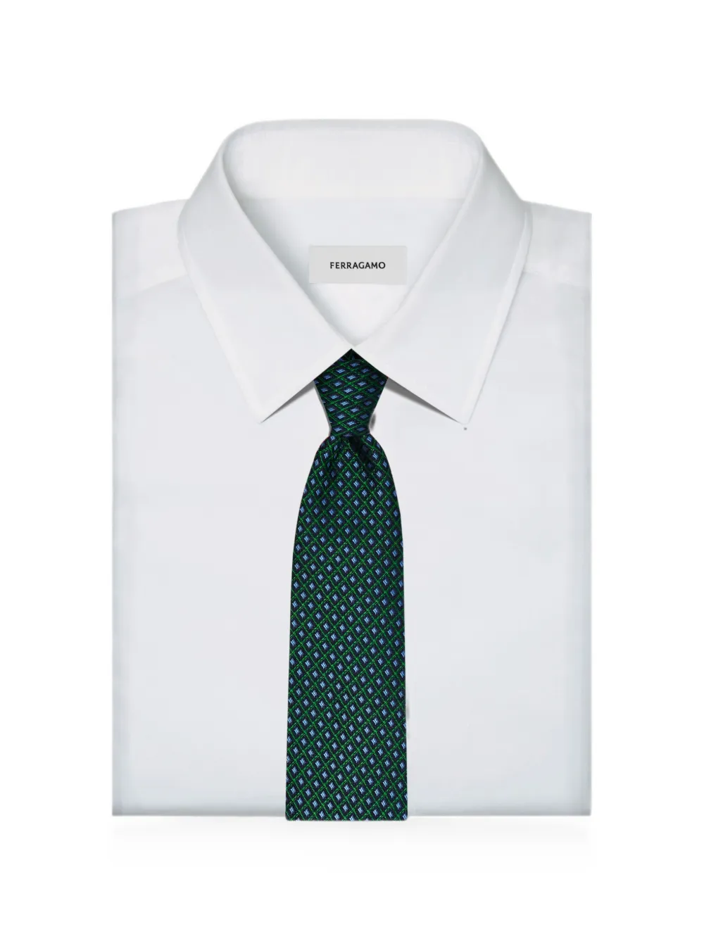 Ferragamo Stropdas met jacquard Infinite Inspirations Groen