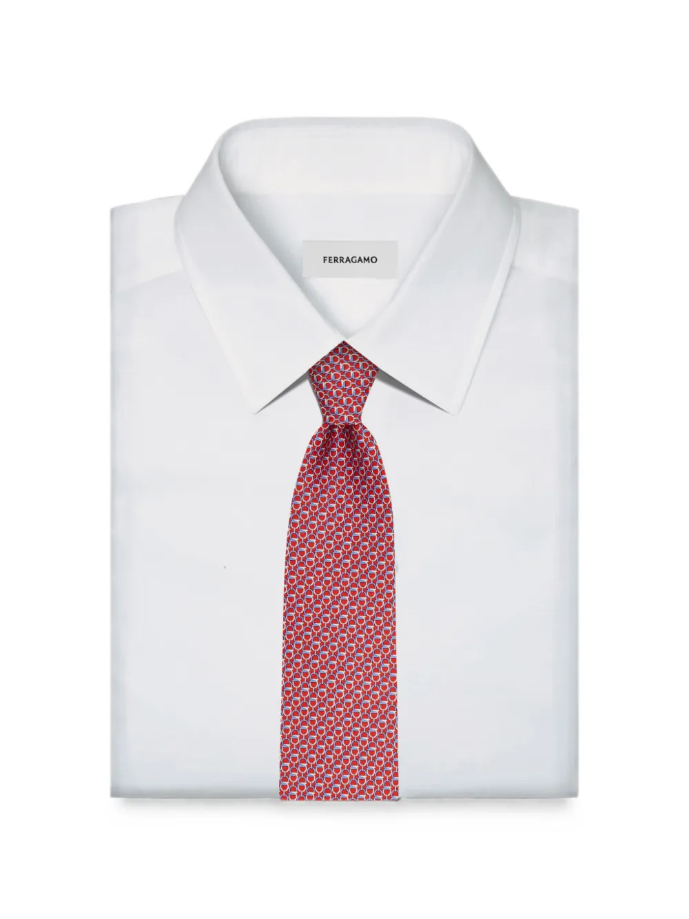 Ferragamo Zijden stropdas met Gancini-print Rood