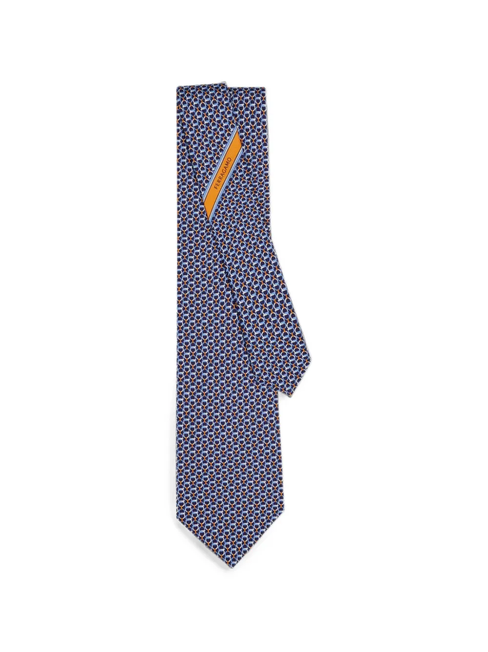 Ferragamo Gancini links print silk tie - Blu