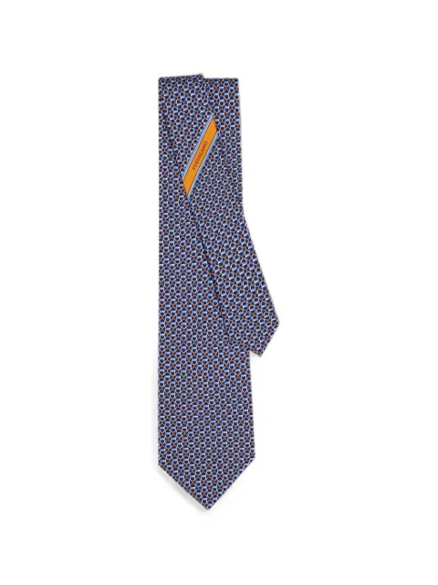 Ferragamo Gancini links print silk tie