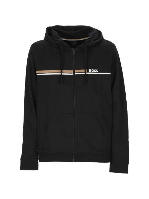 BOSS logo-print zip-up hoodie