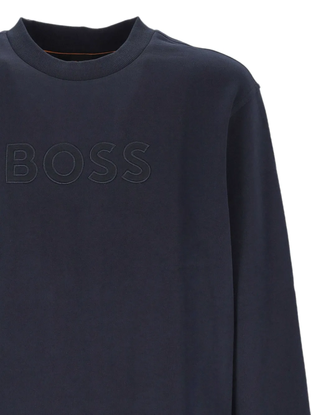 BOSS Ruimvallende sweater van katoenen badstof met geborduurd logo Blauw