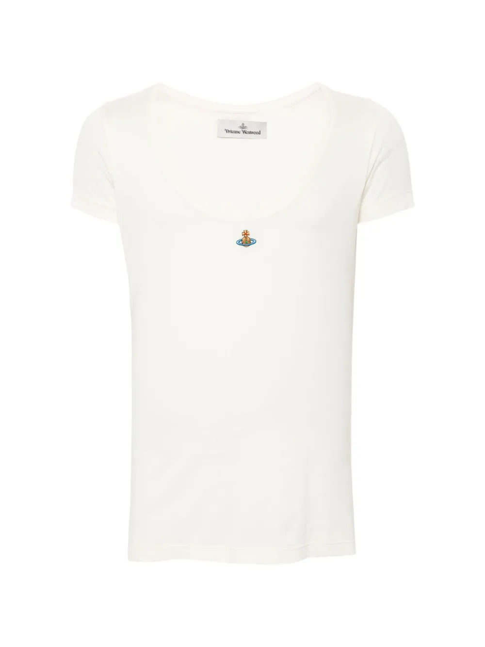 Vivienne Westwood Orb-embroidered scoop-neck T-shirt - Bianco