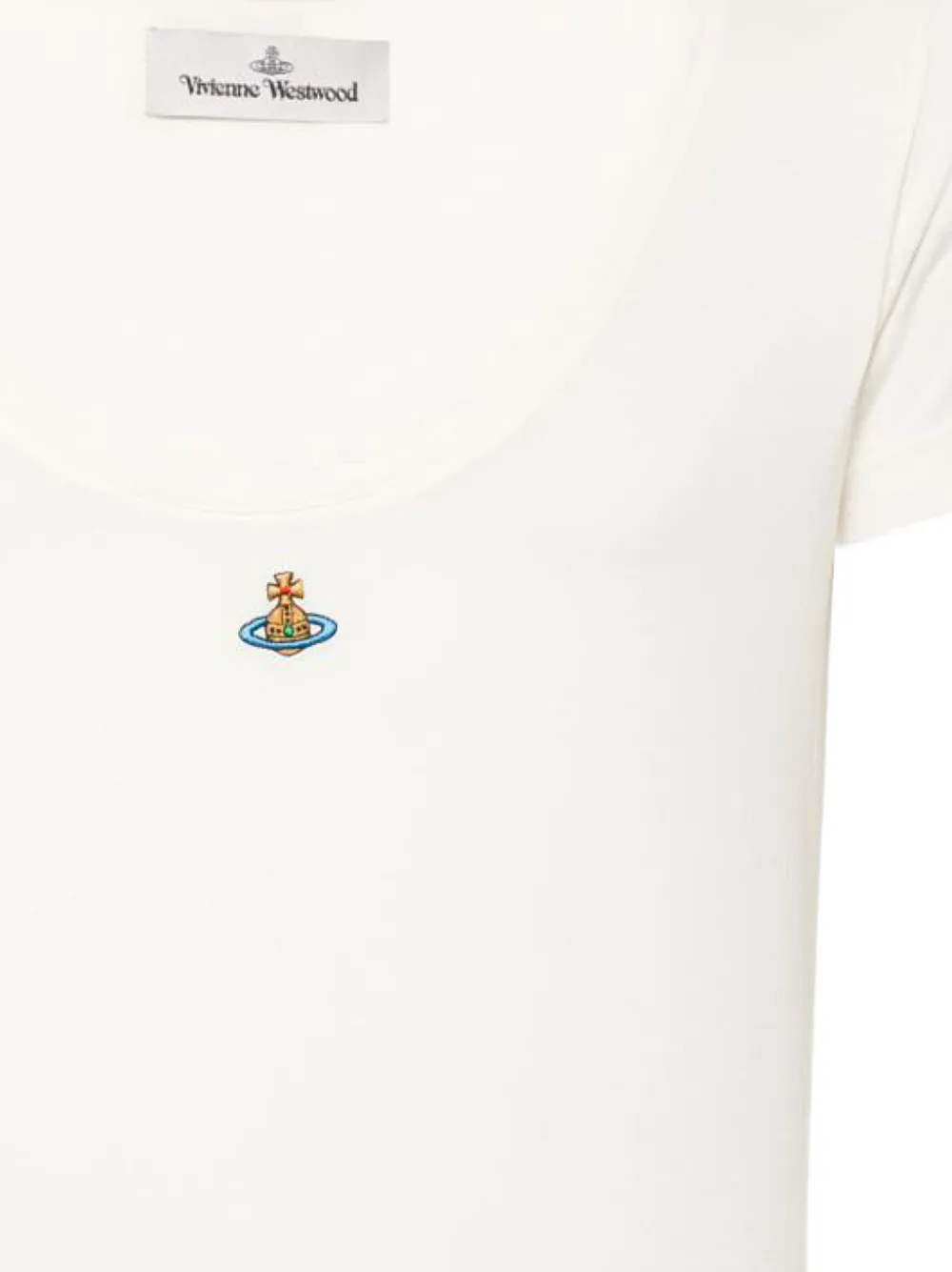 Vivienne Westwood T-shirt met diepe ronde hals en geborduurde Orb Wit