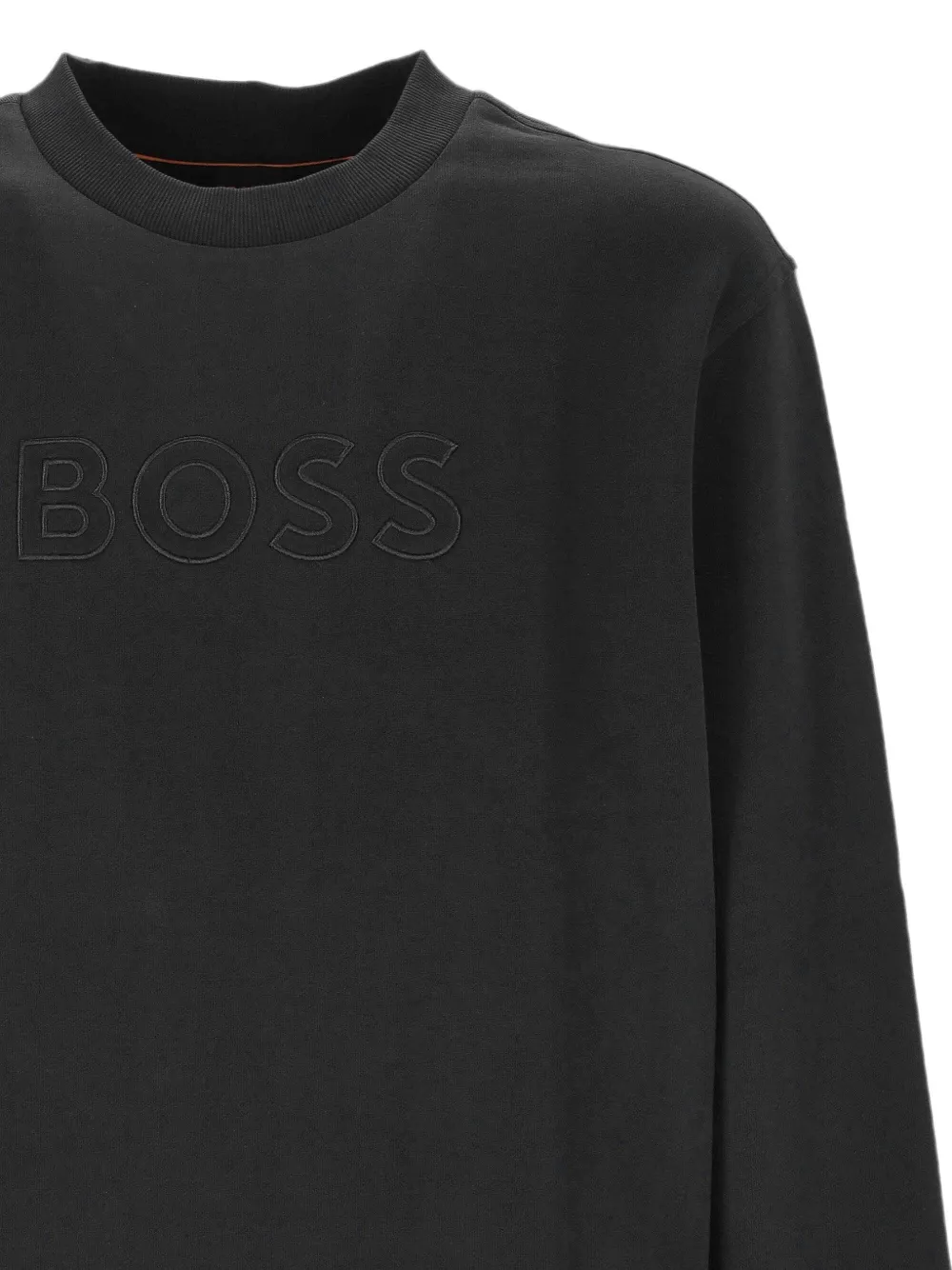 BOSS Ruimvallende sweater van katoenen badstof met geborduurd logo Zwart