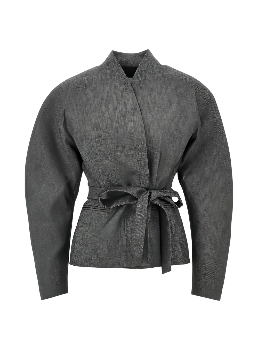 THE ANDAMANE belted puff-sleeve jacket - Grigio