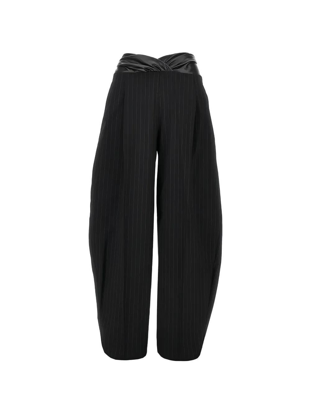 THE ANDAMANE pinstripe-pattern crossover-waistband trousers - Nero