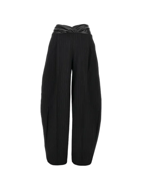 THE ANDAMANE pinstripe-pattern crossover-waistband trousers