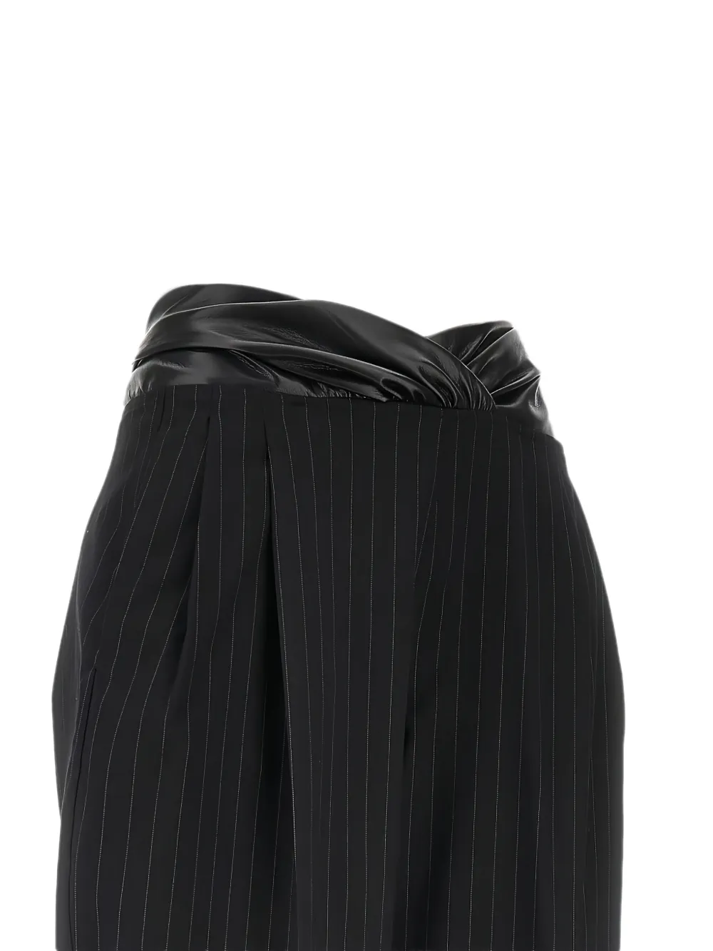 THE ANDAMANE Broek met krijtstreep en gekruiste tailleband Zwart