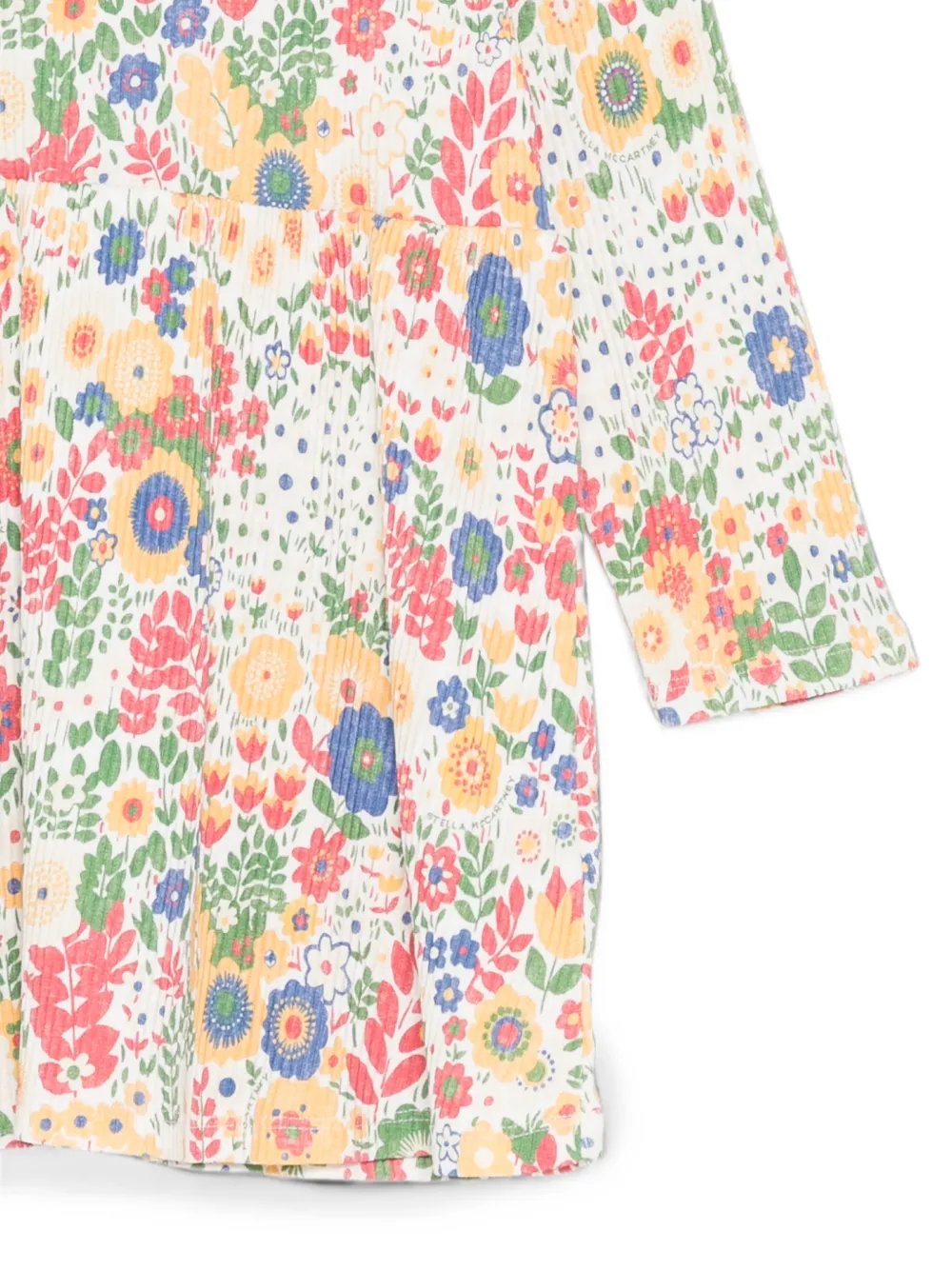 Stella McCartney Kids Geplooide jurk met bloemenprint Beige