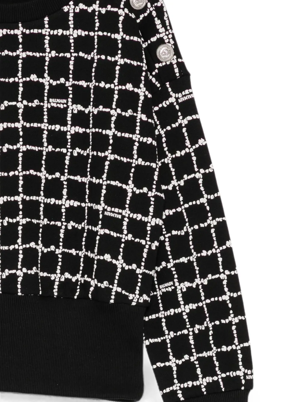 Balmain Kids Geruite sweater met knoopdetail Zwart