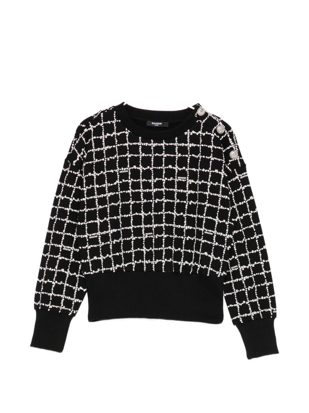Balmain Kids checked button-detail sweatshirt - Nero