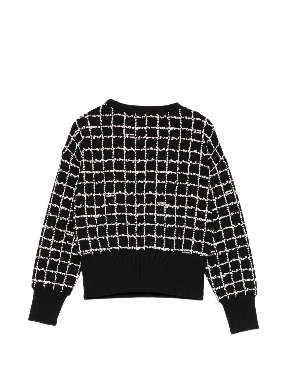 Balmain Kids Geruite sweater met knoopdetail Zwart