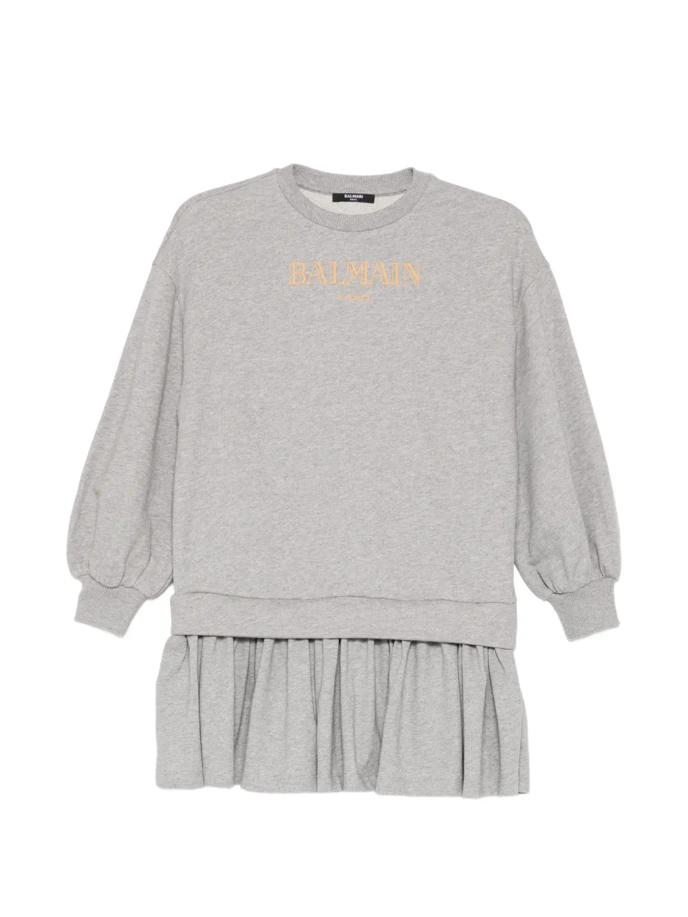 Balmain Kids logo-print ruffled dress - Grau
