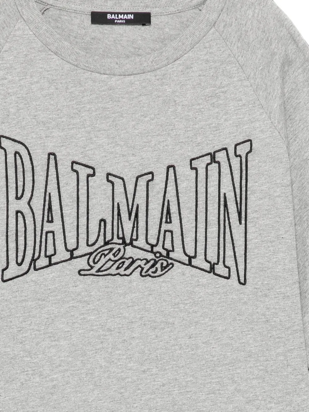 Balmain Kids T-shirt met raglan mouwen en geborduurd logo Grijs