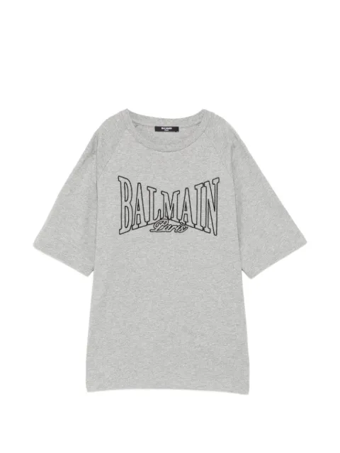Balmain Kids 로고 자수 래글런 소매 티셔츠