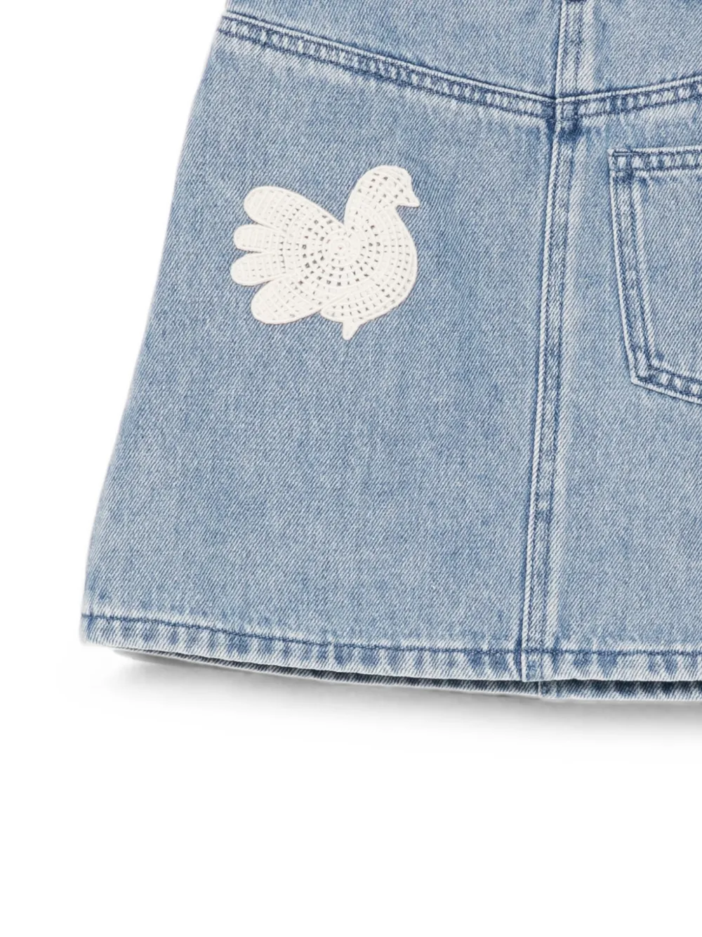 Stella McCartney Kids Denim rok met patch Blauw