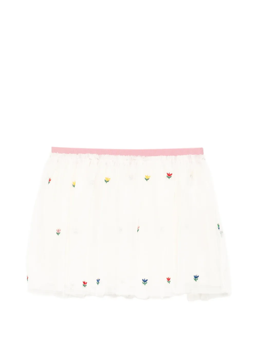 Stella McCartney Kids floral-embroidered tulle skirt - Nude