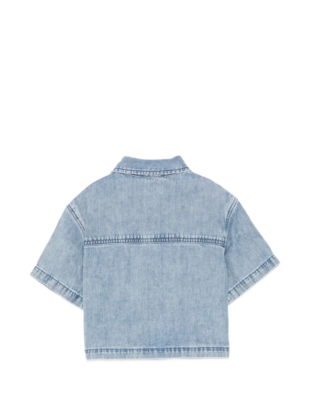 Stella McCartney Kids Gehaakt denim shirt met vogel Blauw