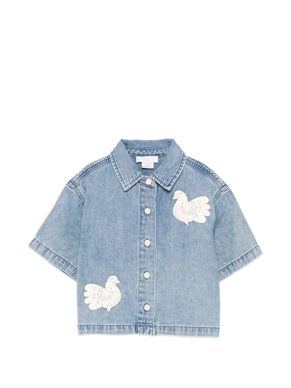 Stella McCartney Kids crochet bird denim shirt - Blau