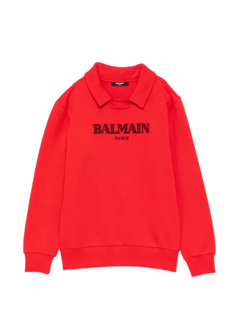 Balmain Kids 로고 자수 스웨터