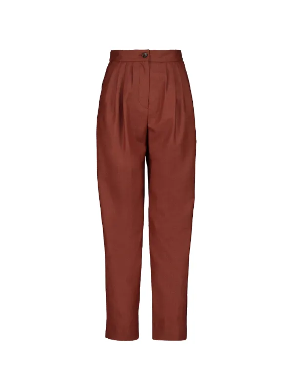 BLAZÉ Milano Patea Pleated Trousers in Brown