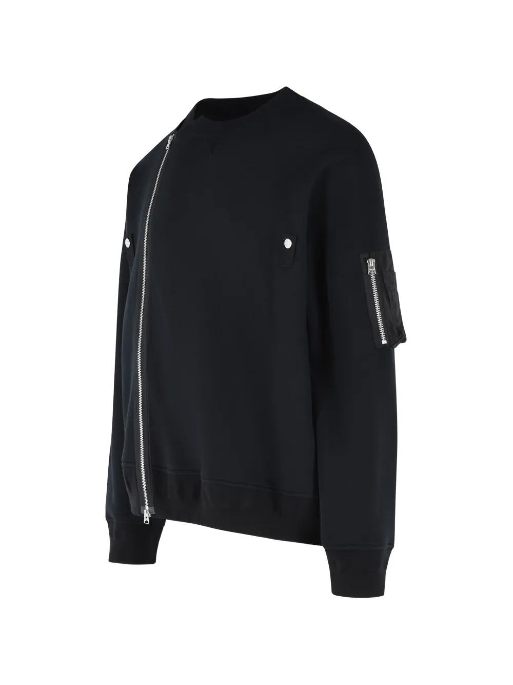 sacai asymmetric-zip jacket Zwart