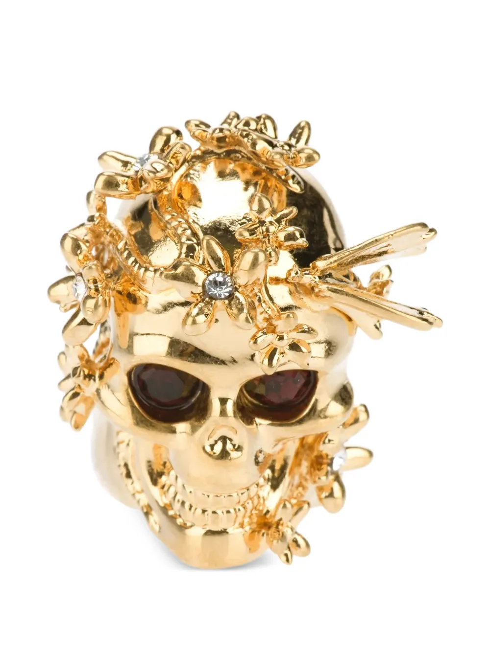 Alexander McQueen floral-embellished skull ring | Gold | Image 1