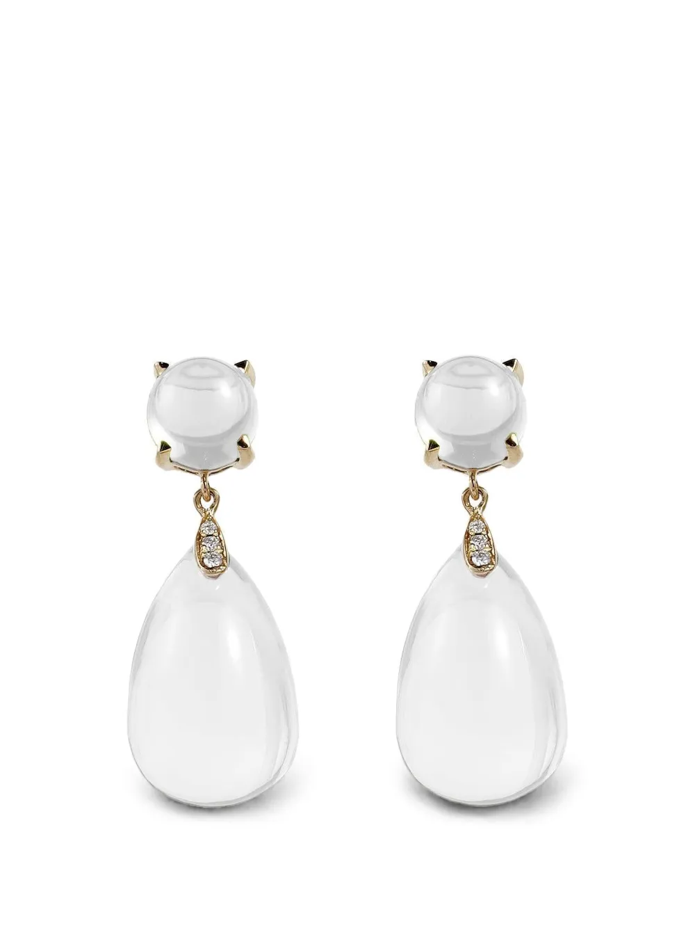 Goshwara Naughty Moon rock crystal and diamond earrings - Gold