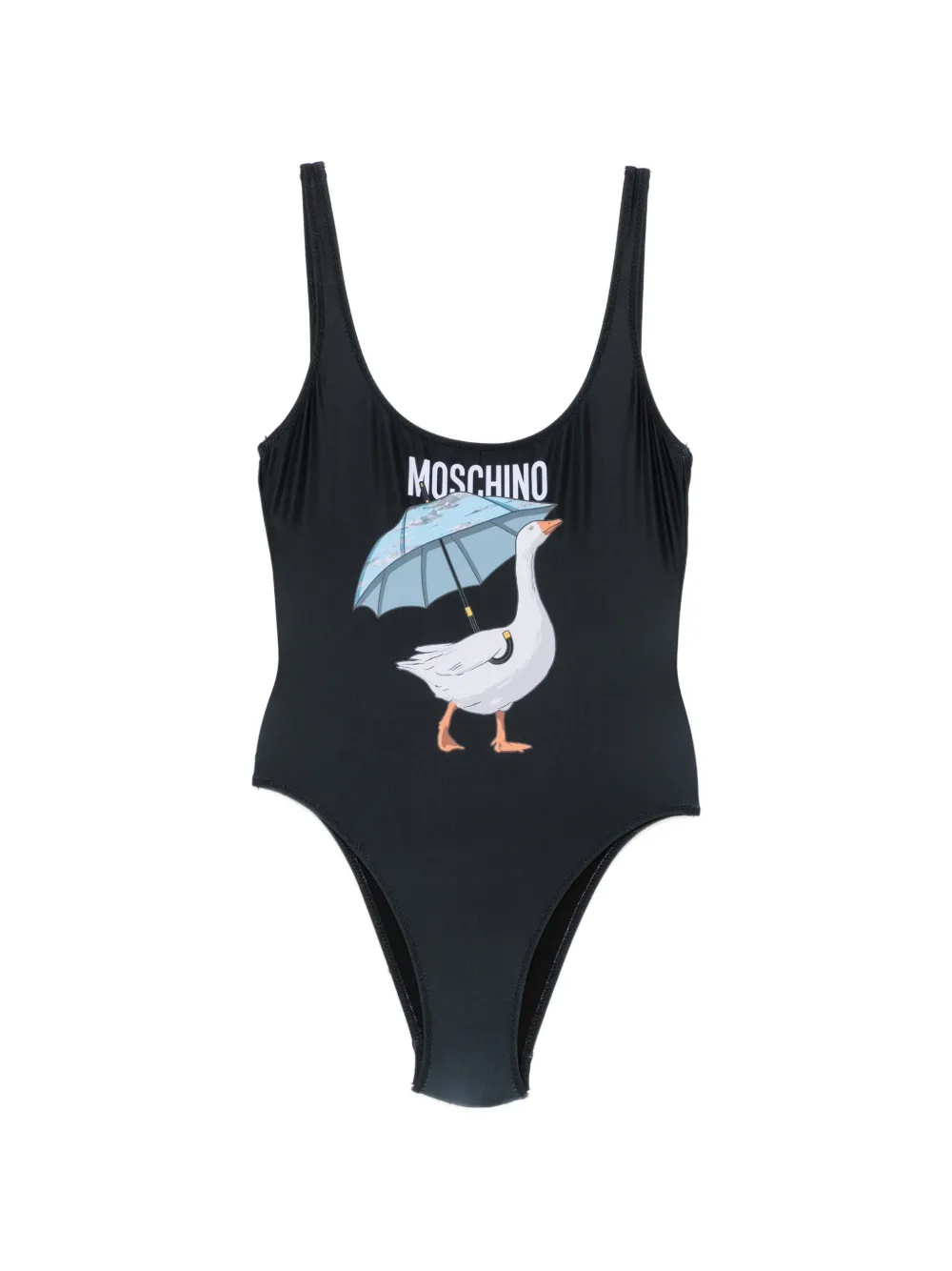 Moschino logo-print swimsuit - Schwarz