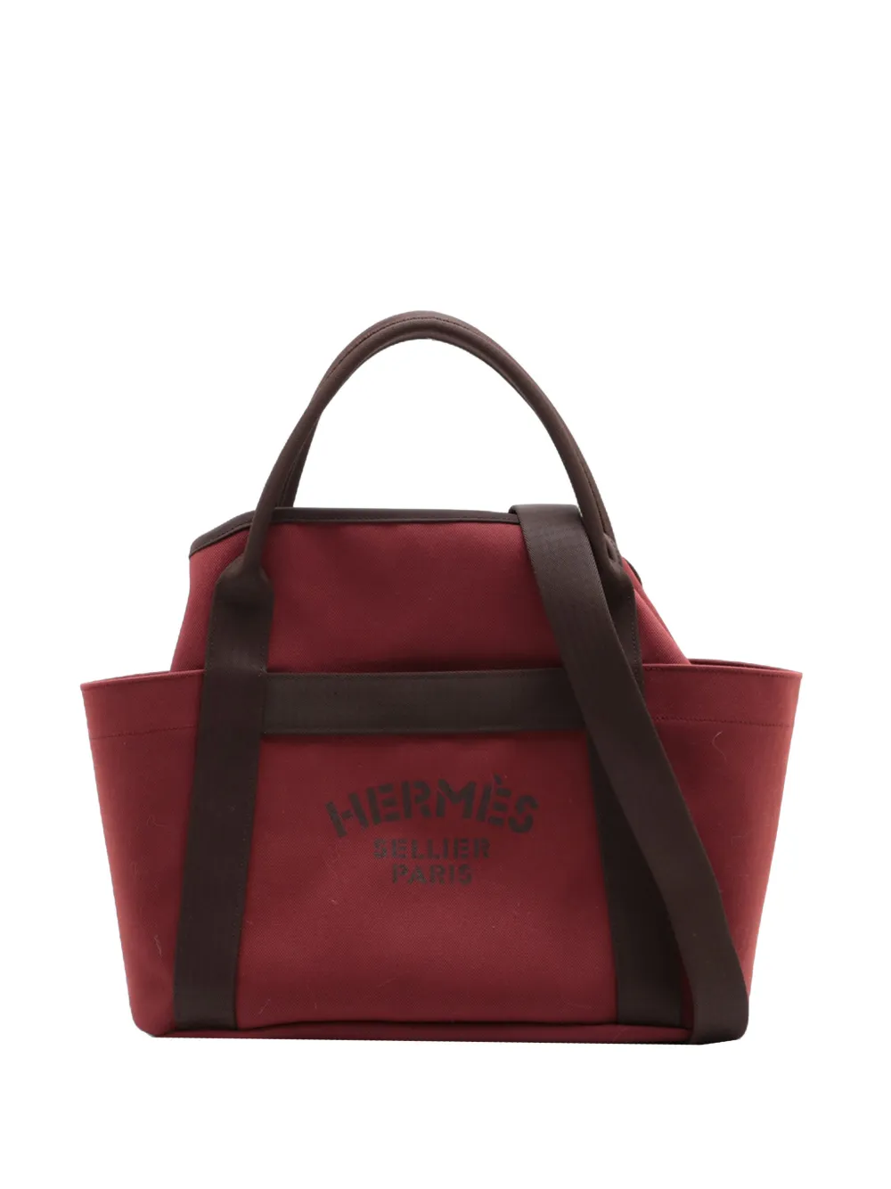 Pre-owned Hermes 2023 Toile Sac De Pansage Grooming Bag Satchel In Red