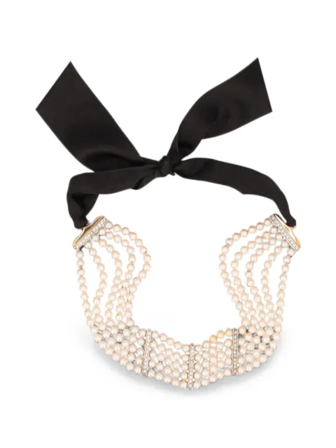 Vintage multi-strand bow-fastening choker necklace