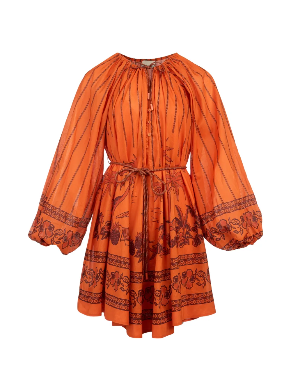 ALEMAIS graphic-print belted mini dress