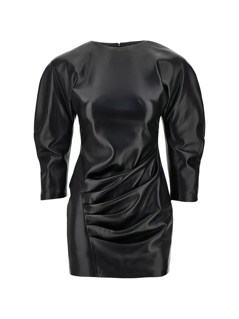 THE ANDAMANE ruched long-sleeve mini dress - Nero