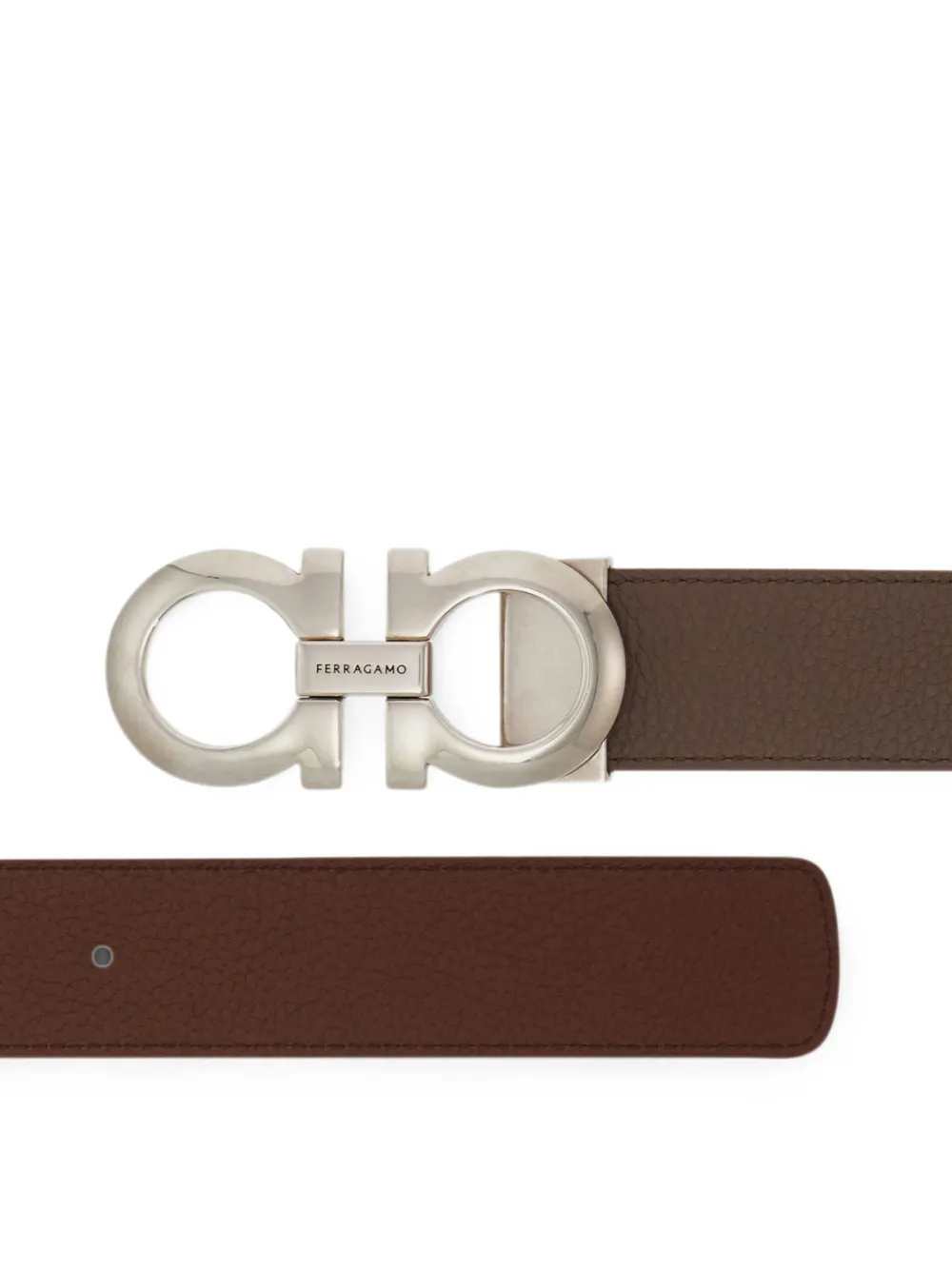 Ferragamo Leren riem met gancini-gesp Bruin