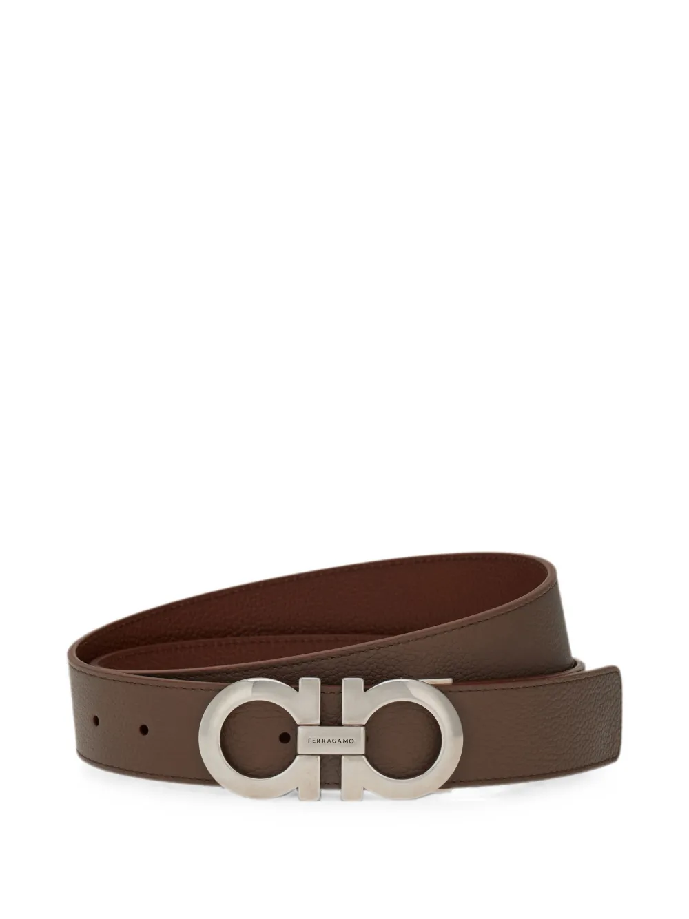 Ferragamo Leren riem met gancini-gesp Bruin