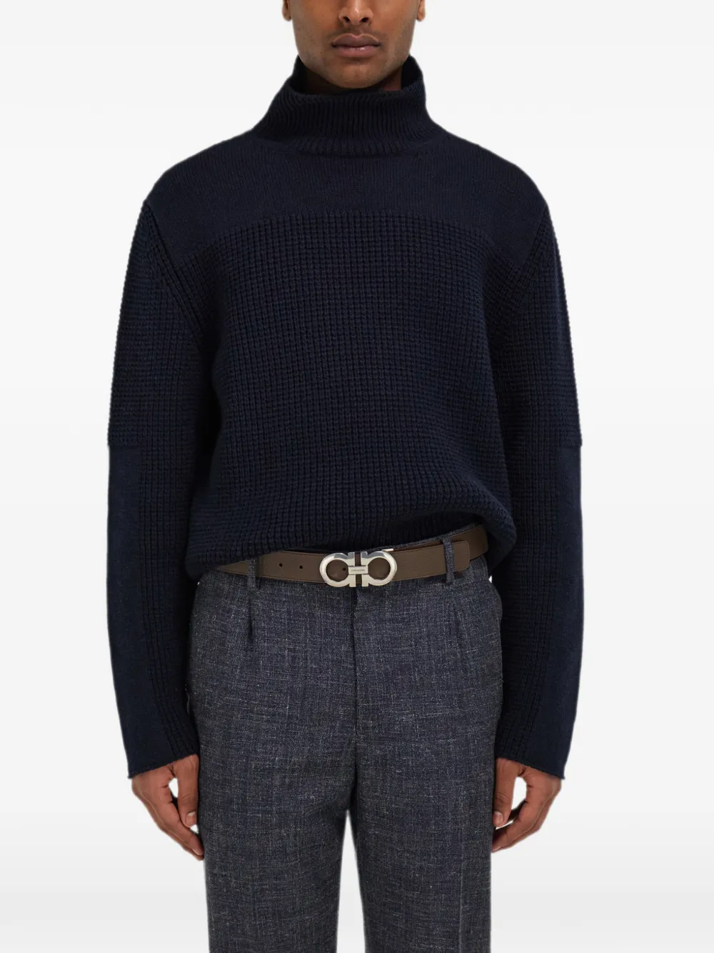 Ferragamo Leren riem met gancini-gesp Bruin