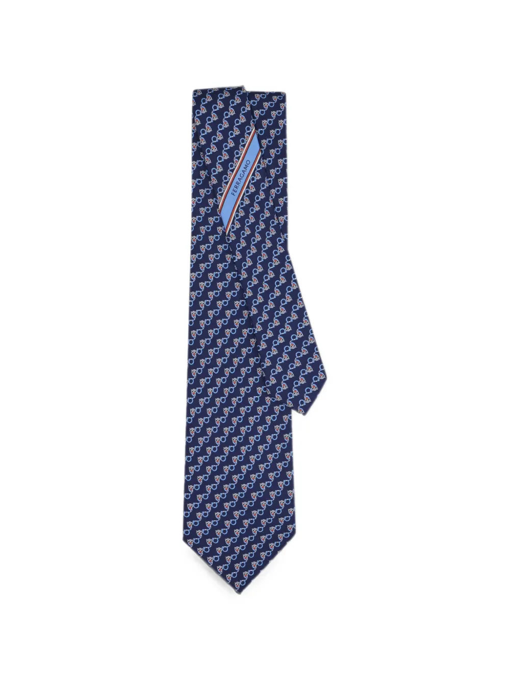 Ferragamo Gancini owl-print tie - Blu